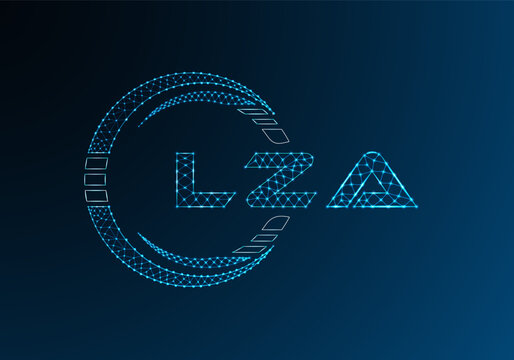 LZA low poly letter logo vector design. LZA lower poly logo design. Low poly logo.