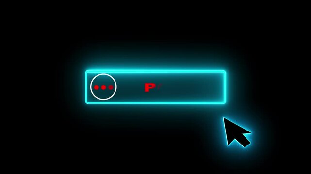 Glowing neon color white text cursor animation. design is Post button vector sign, symbol. looping with transparent black background animation 4k video.