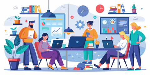 Team collaboration in a modern office environment during a brainstorming session for a project