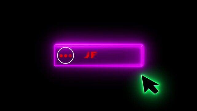 Glowing neon color white text cursor animation. design is Upload button vector sign, symbol. looping with transparent black background animation 4k video.