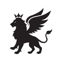 Fototapeta premium Crowned Lion With Extended Wings