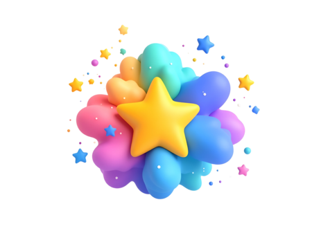 Rainbow 3D Star Burst Illustration