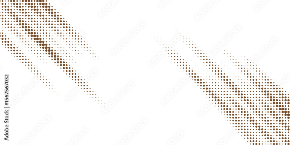 Poster retro brown halftone line effect with diagonal dots on white clean background.