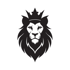 Crowned Royal Lion Head Silhouette
