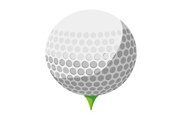 Close up of a white golf ball resting on a green tee against a black background