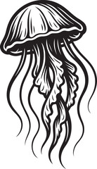 Elegant Line Art Jellyfish Illustration  A Black and White Vector Graphic