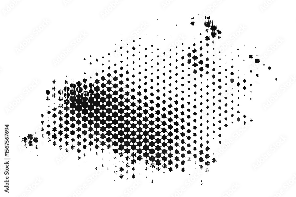Poster abstract dark background with scattered shimmering hexagonal shapes and bright light reflections