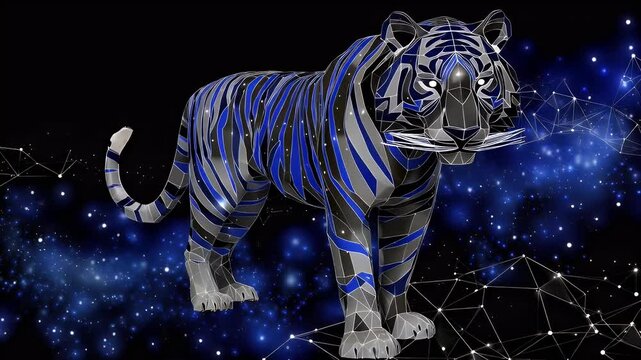 Geometric tiger digital illustration