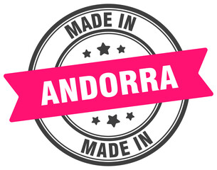 Made in Andorra round sign. Made in Andorra stamp.