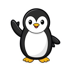 Obraz premium Cute Chubby Penguin Waving One Flipper