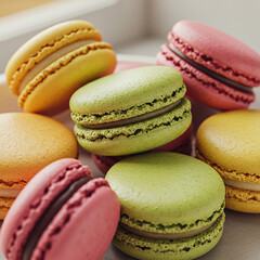 Colorful Macarons Stacked on Gray Surface Delicious Treat