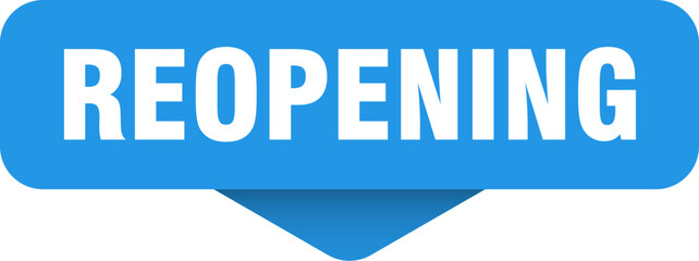 reopening sticker. reopening sign on transparent background