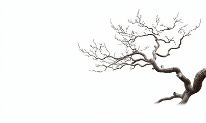 Bare Tree Branches Against a Minimalist White Background in Art Style