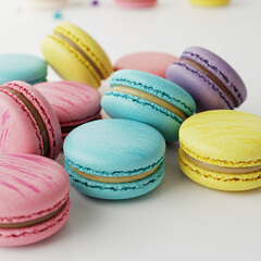 Colorful Macarons Stacked on Gray Surface Delicious Treat