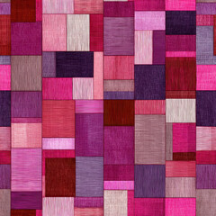 Seamless geometric pattern with vibrant pink red purple rectangles creates modern abstract background for textile or wallpaper design