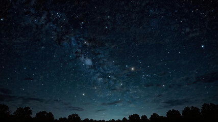 山の向こうに見える星空、夜景