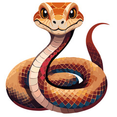 Old School American Diamondback Rattlesnake Vector – Fierce Coiled Snake with Fangs Exposed in Classic Traditional Tattoo Style

