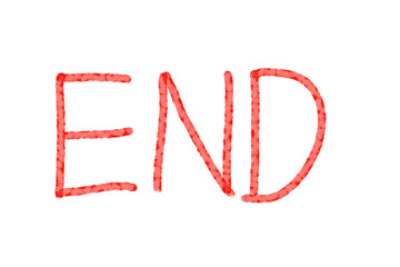 End handwritten red marker text PNG for posters, videos, digital scrapbooks, and creative designs
