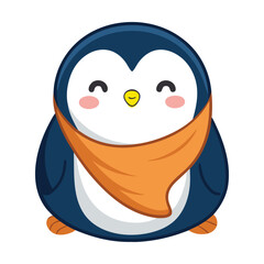 Fototapeta premium Cute Penguin Wrapped in a Blanket Sleepy Eyes Kawaii
