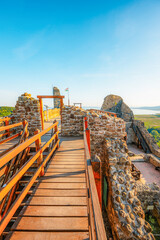 Sunset over the castle Szigliget, Hungary near Balaton lake