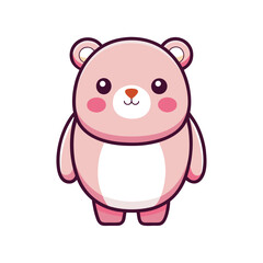 Fototapeta premium Cute Standing Bear Blushing Cheeks and Big Round Eyes