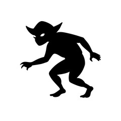 Cunning Black Silhouette Goblin Sneaking Mischievous Fantasy Creature