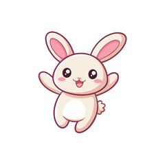 Happy Jumping Bunny Blushing Round Body Kawaii