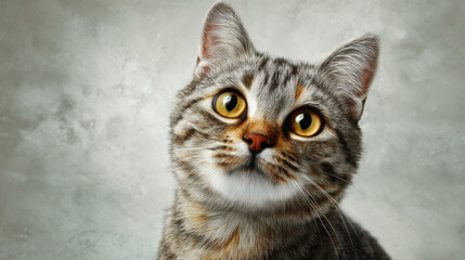 Cat gazes curiously on bright day, embodying playful theme of innocence and charm