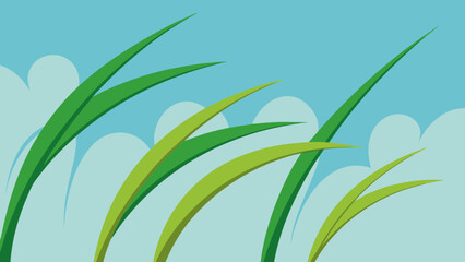 green grass on blue background