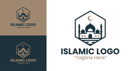 Composed Islamic Logo Design for Faith-Based Brands in Brown and Dark Blue
