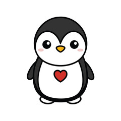 Obraz premium Kawaii Baby Penguin with Heart Above Head
