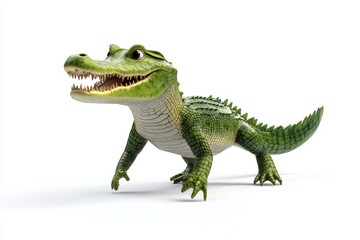 Obraz premium Crocodile tail-slapping 3d cartoon character on white background
