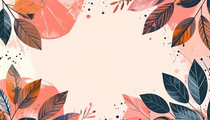 Fototapeta premium Nature-inspired decorative frame digital art vibrant leaves abstract design home decor creative background