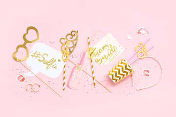 Decor for Hen Party on pink background