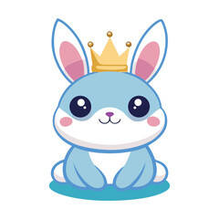 Kawaii Bunny with Crown Royal Pose Adorable Vector
