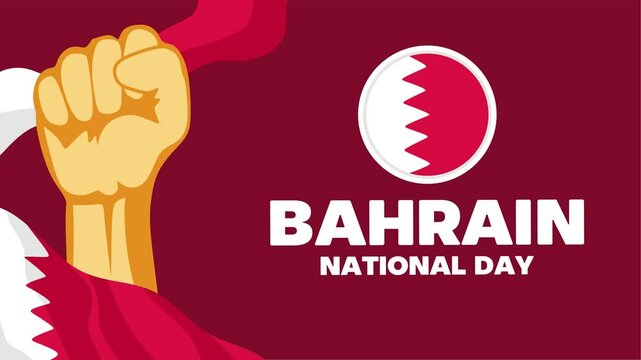 happy bahrain national day with bahrain flag