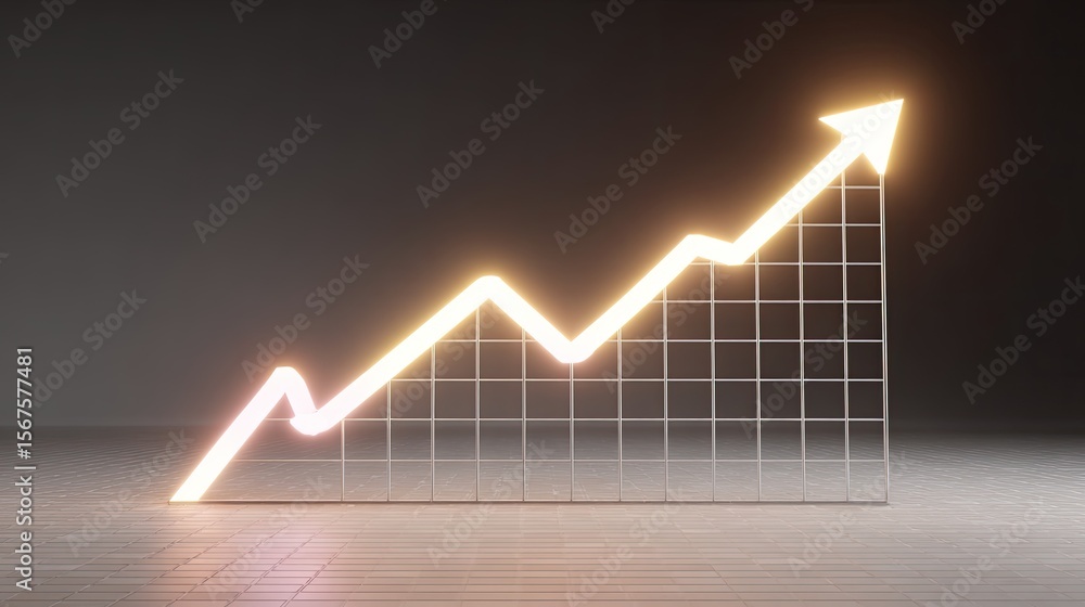 Aufkleber dynamic growth chart with light effect on dark background