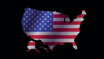 United States Map Outline with Flag Pattern &ndash; Vector Icon for Patriotism and Projects
