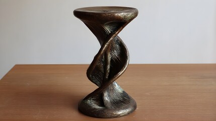 Bronze Vintage Pedestal | Abstract 3D Decorative Stand with Twisted Sculptural Design