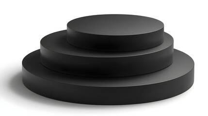 Black Round Stand 3D Model PNG | Minimal Display Pedestal Isolated on Transparent Background