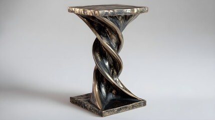 Bronze Vintage Pedestal | Abstract 3D Decorative Stand with Twisted Sculptural Design