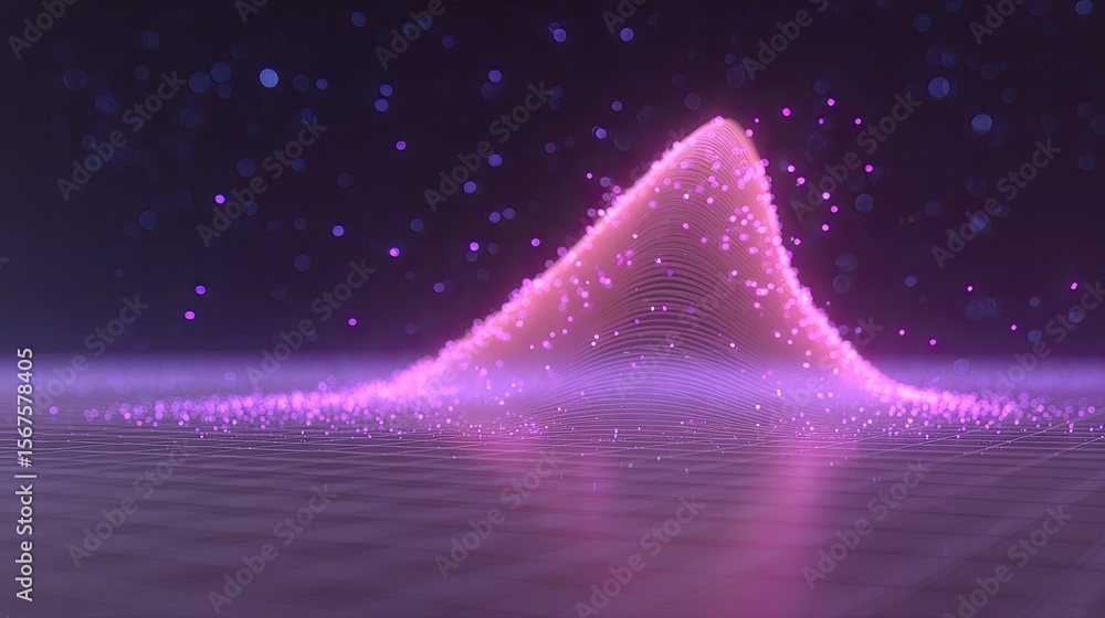 Poster vibrant pink particle wave with glowing bokeh background effect