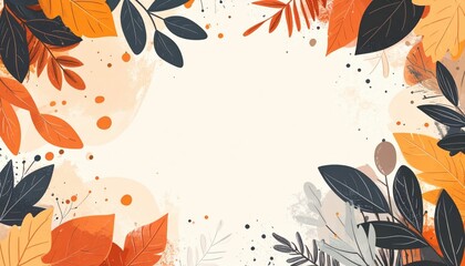Fototapeta premium Autumn foliage decoration natural setting digital artwork warm colors framed perspective seasonal aesthetic