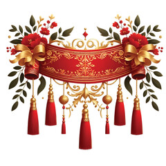 Fototapeta premium Red Banner With Gold Tassels transparent