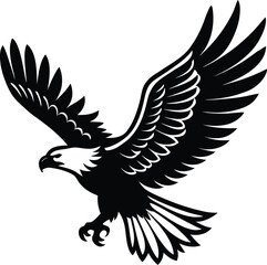 Fototapeta premium Vector art of an eagle is flying with wings spread, isolated on white background