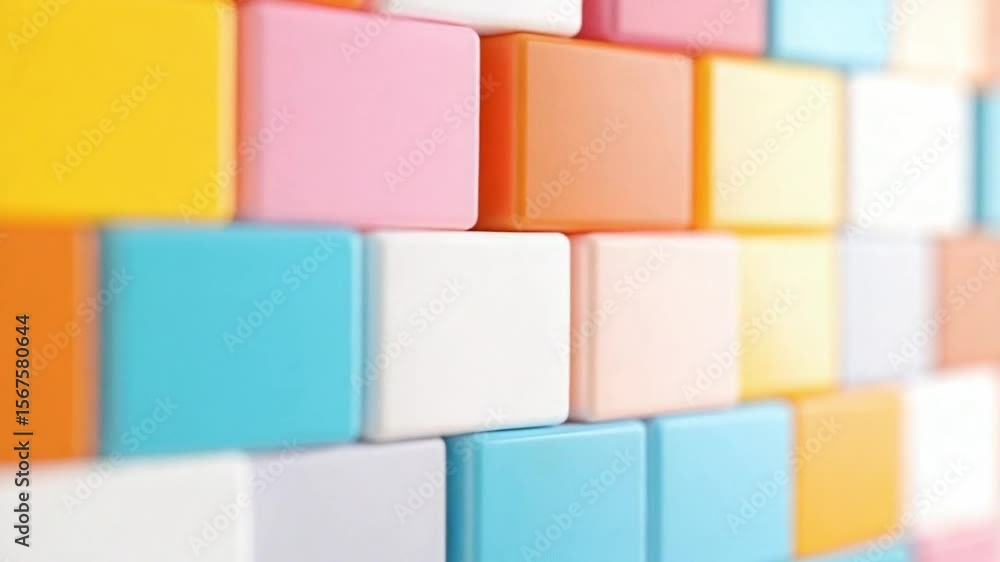 Poster colorful cubes composition: an abstract display of geometric shapes and vibrant hues, forming a visu