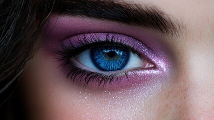 Fototapeta premium a close up of a woman's eye with purple makeup