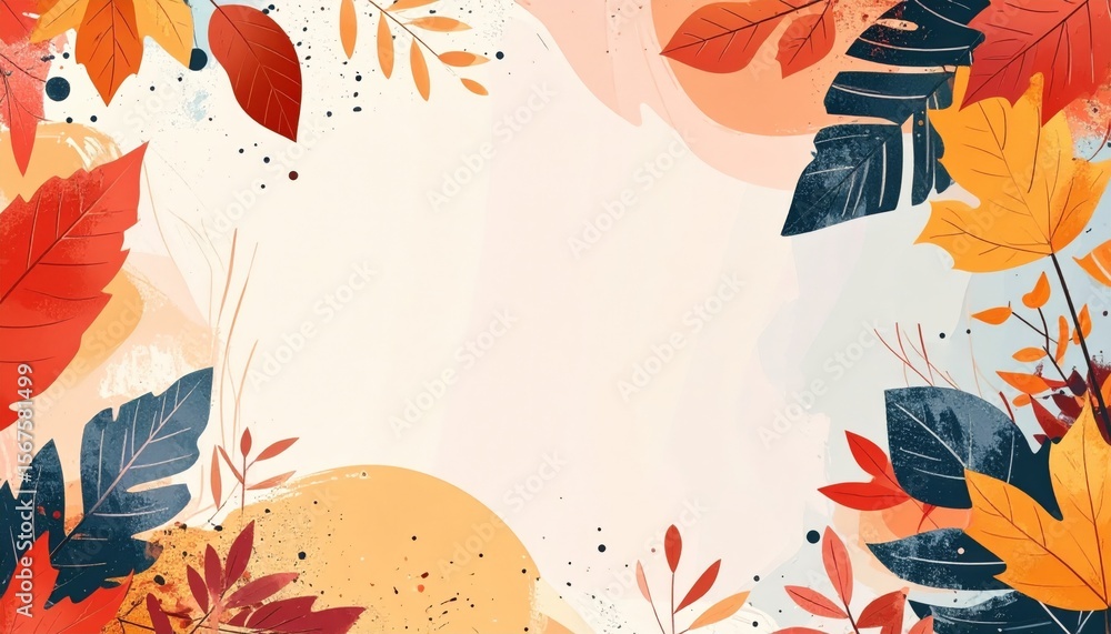 Poster autumn leaves design abstract background digital art fall vibes colorful composition