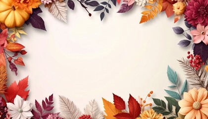Autumn floral arrangement home decor digital artwork cozy environment top-down view seasonal aesthetic