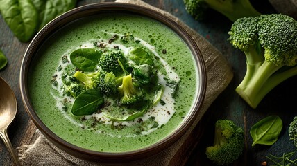 broccoli cream soup with spinach and cream.